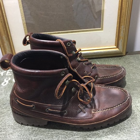 VINTAGE POLO SPORTS LEATHER BOAT BOOTS SIZE 9D - Picture 5 of 13